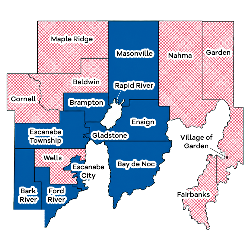 Map of Delta County with the showing the areas DATA service is available Map of Delta County with the showing the areas DATA service is available